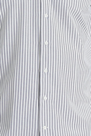  Koyu Lacivert Uzun Kol Slim Fit Dar Kesim Çizgili Pamuklu Gömlek