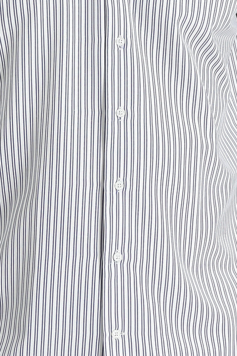 Dark Navy Long Sleeve Slim Fit Striped Cotton Shirt