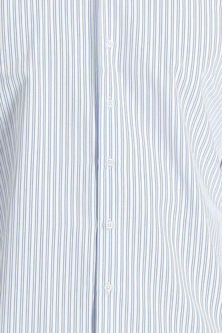  Açık Mavi Uzun Kol Slim Fit Dar Kesim Çizgili Pamuklu Gömlek