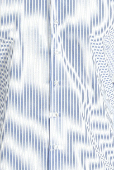 Light Blue Long Sleeve Slim Fit Striped Cotton Shirt