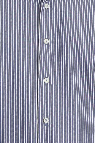  Koyu Lacivert Uzun Kol Slim Fit Dar Kesim Çizgili Spor Gömlek