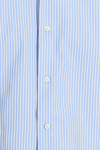  Açık Mavi Uzun Kol Slim Fit Dar Kesim Çizgili Spor Gömlek