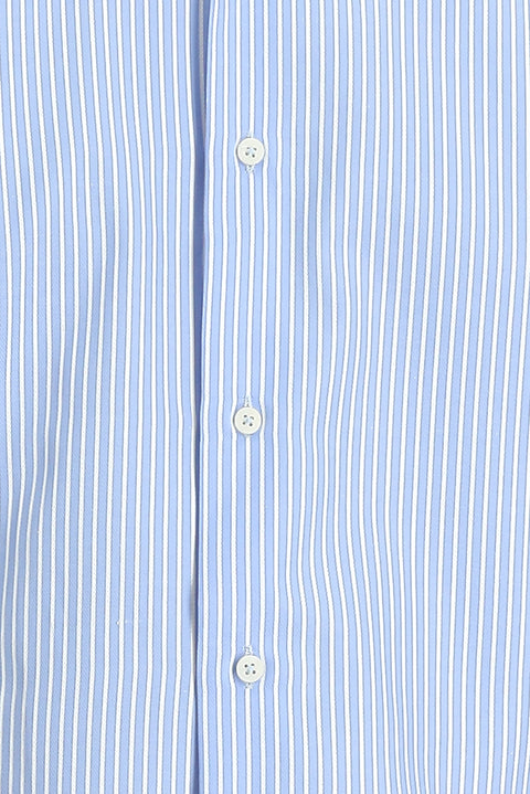 Light Blue Long Sleeve Slim Fit Striped Sport Shirt