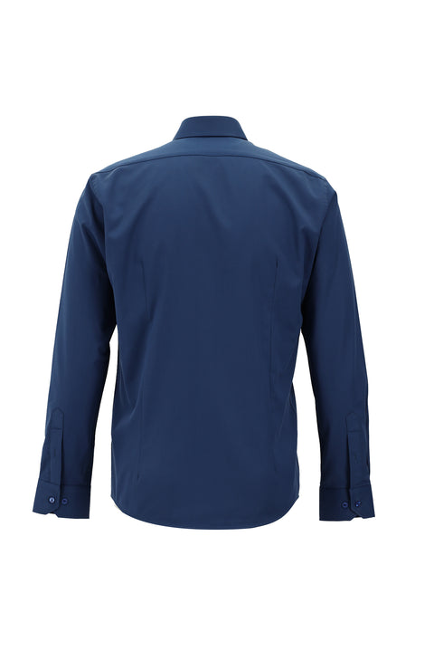 Dark Blue Long Sleeve Slim Fit Classic Cotton Shirt