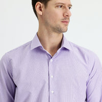 Lilac Long Sleeve Slim Fit Narrow Cut Plaid Cotton Easy Iron Shirt