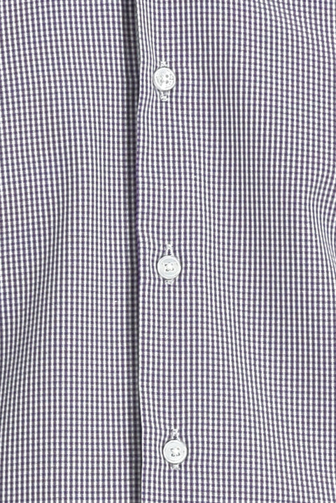 Medium Navy Long Sleeve Slim Fit Narrow Cut Patterned Cotton Easy-Iron Shirt