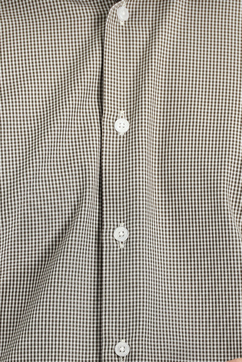 Dark Brown Long Sleeve Slim Fit Patterned Cotton Shirt, Easy Ironing