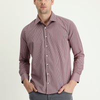 Wine Burgundy Long Sleeve Slim Fit Narrow Cut Patterned Cotton Easy Iron Shirt