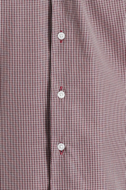 Wine Burgundy Long Sleeve Slim Fit Narrow Cut Patterned Cotton Easy Iron Shirt