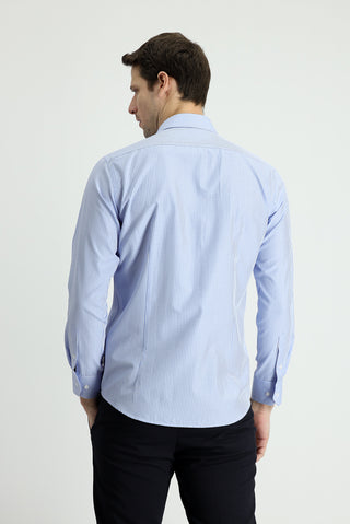  Mavi Uzun Kol Slim Fit Dar Kesim Ekose Pamuklu Gömlek
