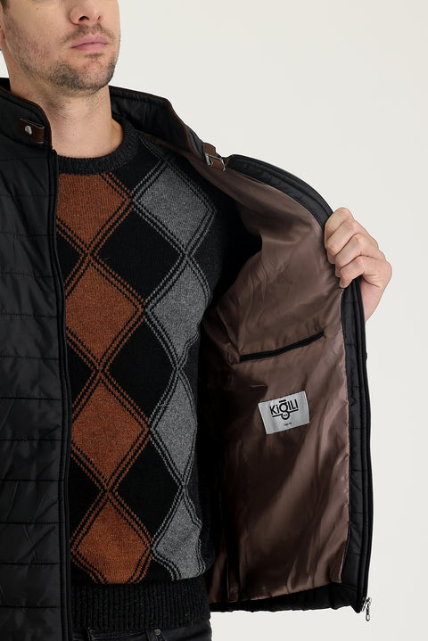 Black Super Slim Fit Extra Narrow Cut Quilted Sport Jacket