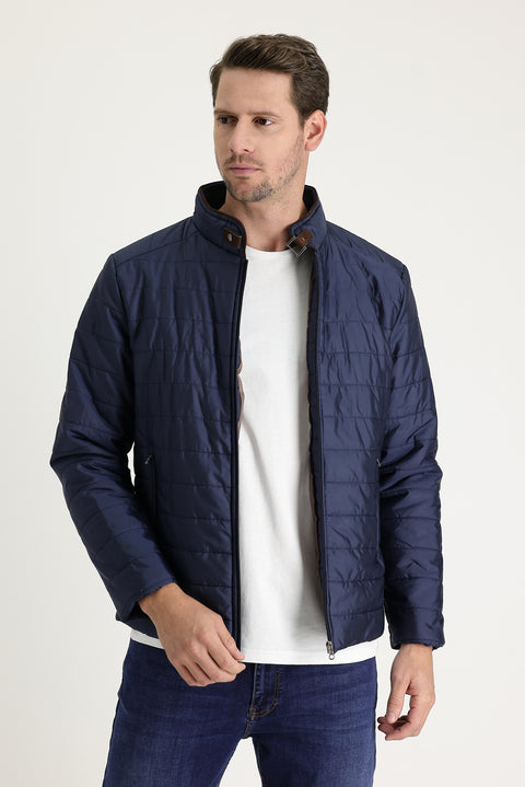Medium Navy Super Slim Fit Extra Narrow Cut Quilted Sport Jacket