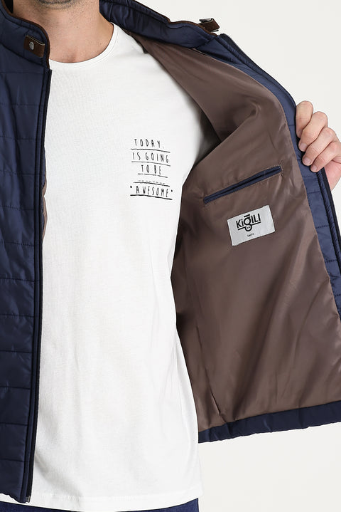 Medium Navy Super Slim Fit Extra Narrow Cut Quilted Sport Jacket