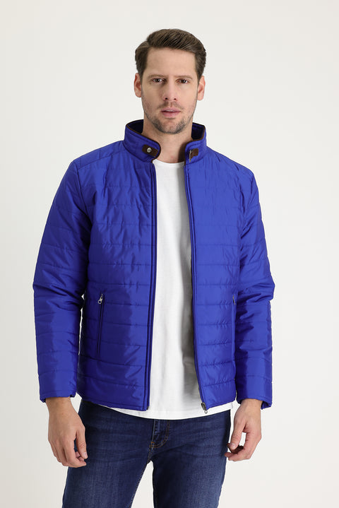 Dark Blue Super Slim Fit Extra Narrow Cut Quilted Sport Jacket