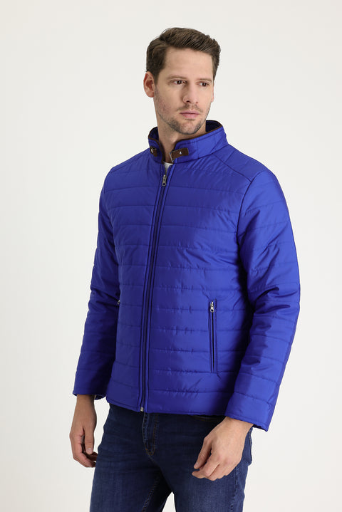 Dark Blue Super Slim Fit Extra Narrow Cut Quilted Sport Jacket