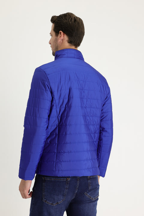 Dark Blue Super Slim Fit Extra Narrow Cut Quilted Sport Jacket