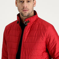 Coral Red Super Slim Fit Extra Narrow Cut Quilted Sport Jacket