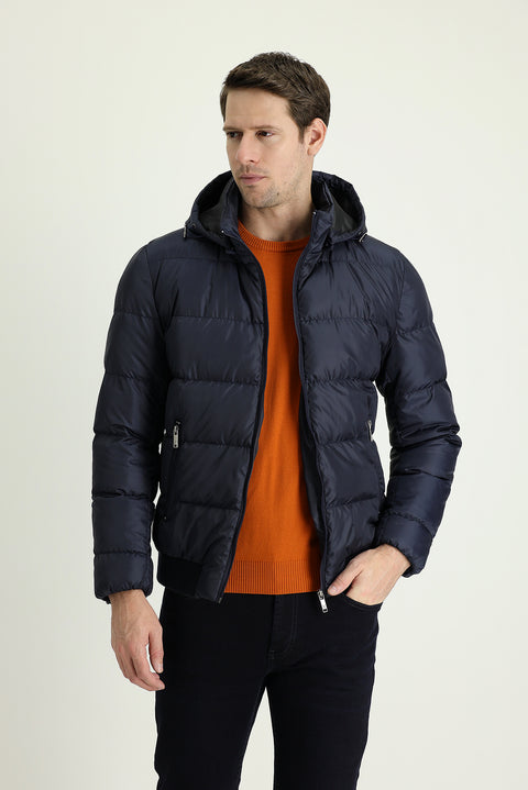 Medium Navy Hooded Puffer Jacket