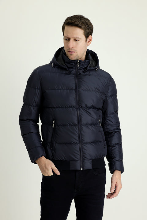 Medium Navy Hooded Puffer Jacket