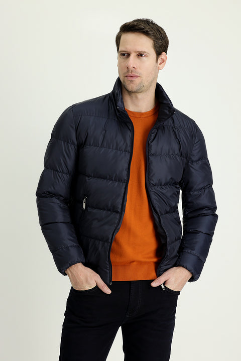 Medium Navy Hooded Puffer Jacket