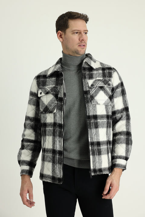 Medium Grey Slim Fit Plaid Sport Jacket