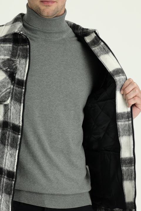 Medium Grey Slim Fit Plaid Sport Jacket