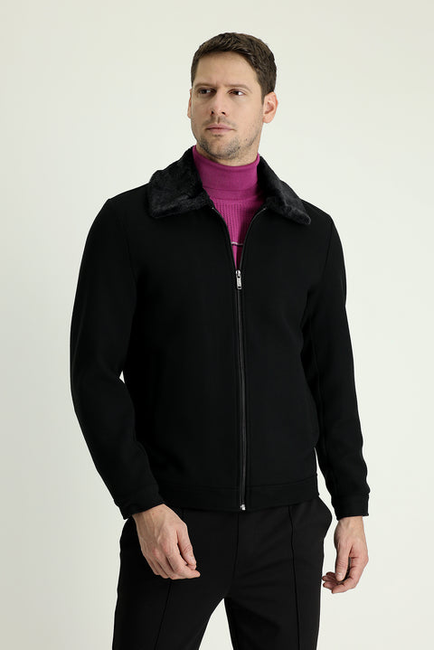 Black Fur Collar Sport Jacket