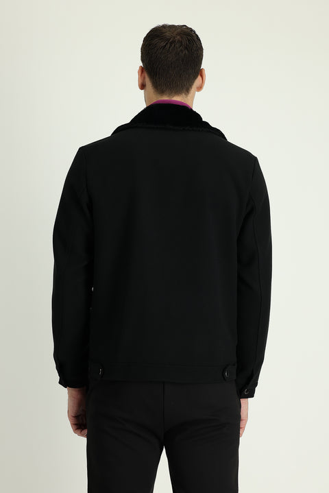 Black Fur Collar Sport Jacket