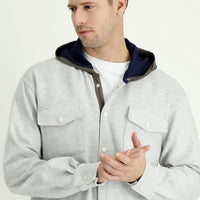 Light Grey Melange Hooded Shacket Shirt/Jacket