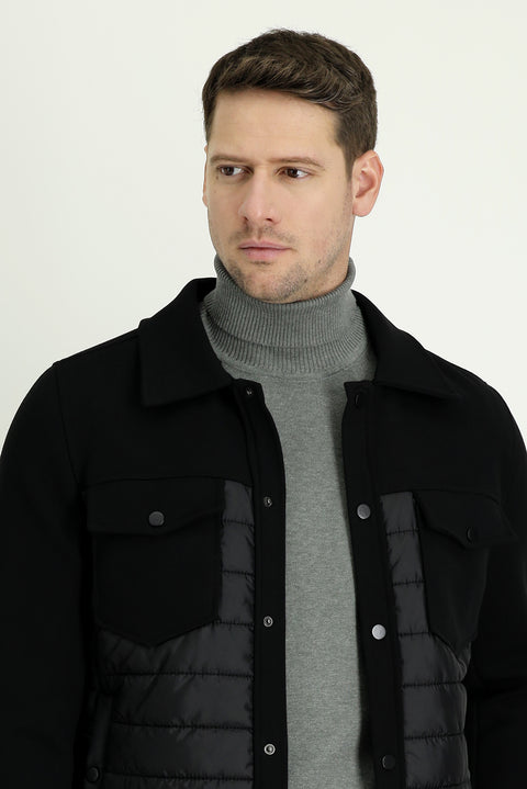 Black Fur Collar Quilted Sport Jacket
