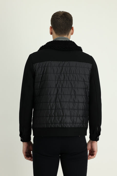 Black Fur Collar Quilted Sport Jacket