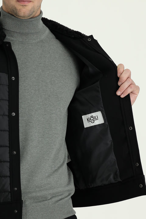 Black Fur Collar Quilted Sport Jacket