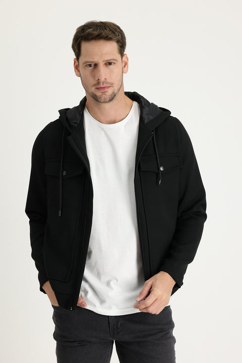 Black Hooded Sport Jacket