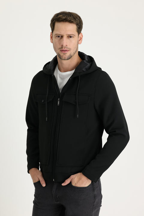 Black Hooded Sport Jacket