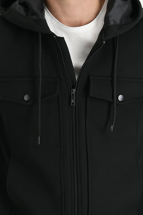Black Hooded Sport Jacket