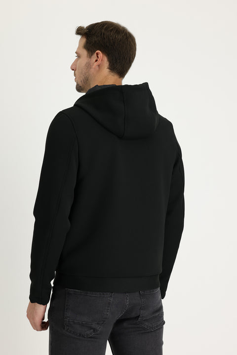 Black Hooded Sport Jacket