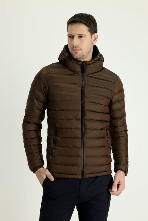 Tarçın  Slim Fit Dar Kesim Kapüşonlu Kapitone Spor Mont