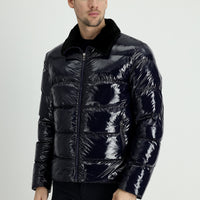 Medium Navy Slim Fit Narrow Cut Puffer Jacket