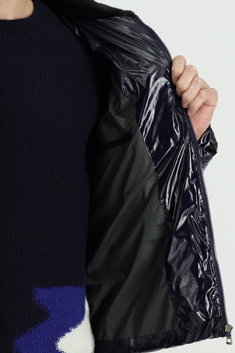 Medium Navy Slim Fit Narrow Cut Puffer Jacket