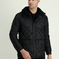 Black Fur Collar Quilted Sport Jacket