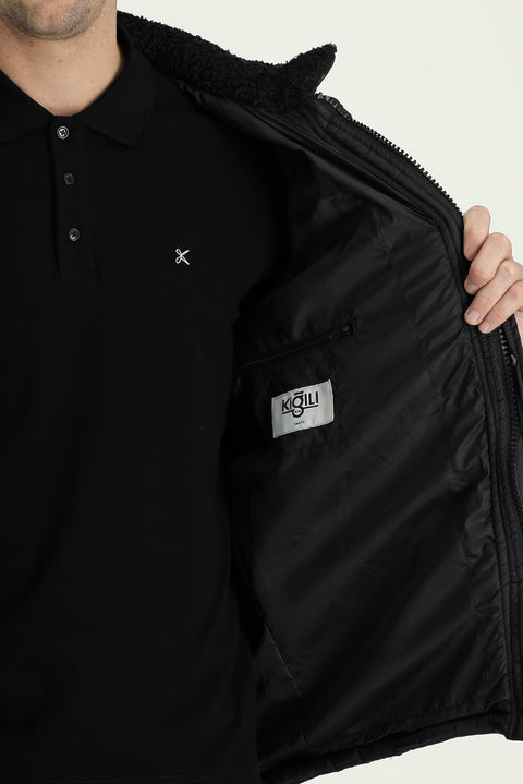 Black Fur Collar Quilted Sport Jacket