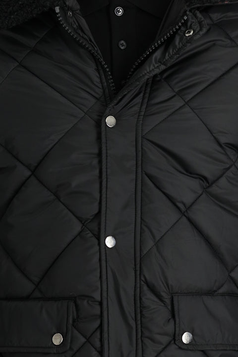 Black Fur Collar Quilted Sport Jacket