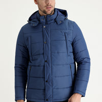 Indigo Hooded Quilted Sport Jacket