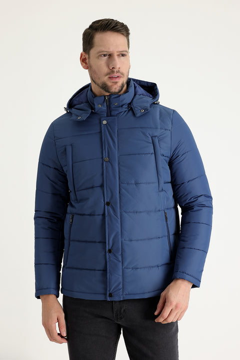 Indigo Hooded Quilted Sport Jacket