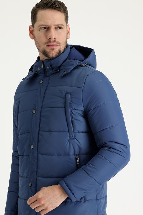 Indigo Hooded Quilted Sport Jacket
