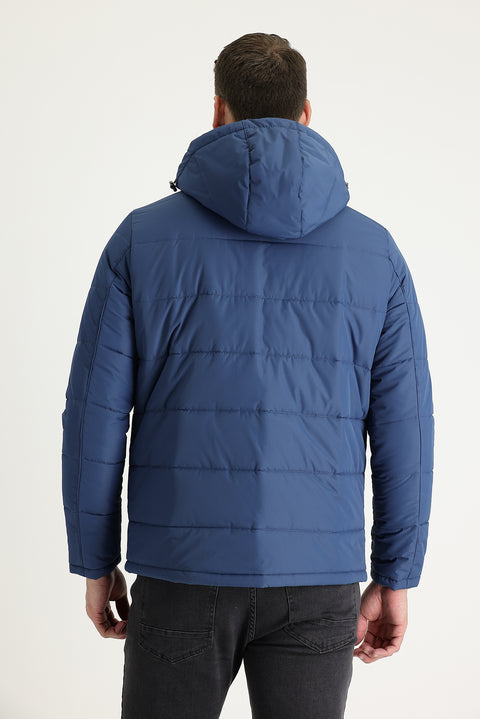 Indigo Hooded Quilted Sport Jacket