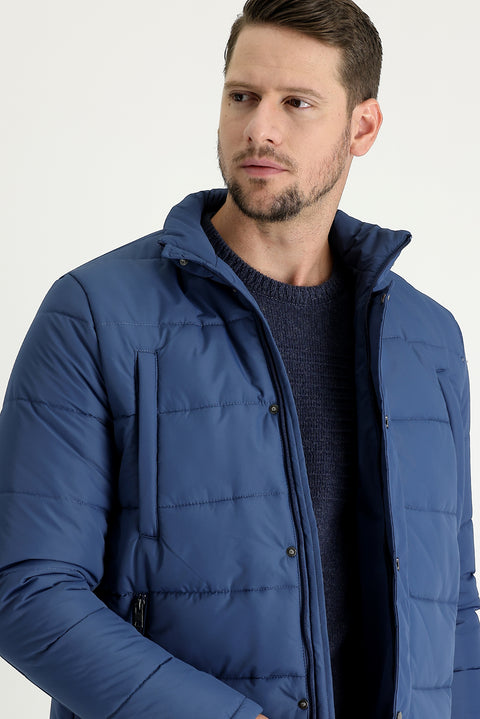 Indigo Hooded Quilted Sport Jacket