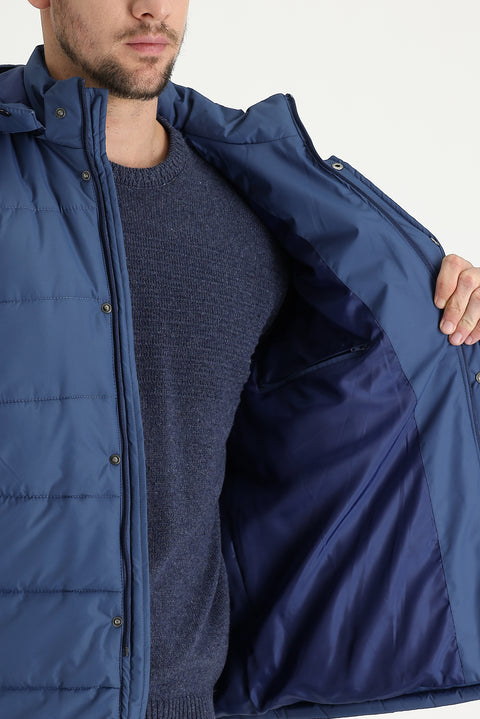 Indigo Hooded Quilted Sport Jacket