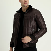 Dark Brown Fur Collar Sporty Puffer Jacket