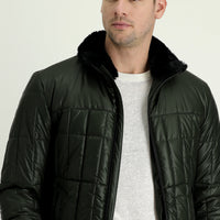 Medium Khaki Fur Collar Sport Puffer Jacket
